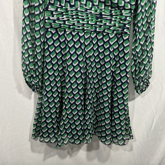 NEW $428‎ Diane von Furstenberg [ 4 ] Ashlynn Bricks Cube Silk Dress Green #Q394 - Picture 10 of 16